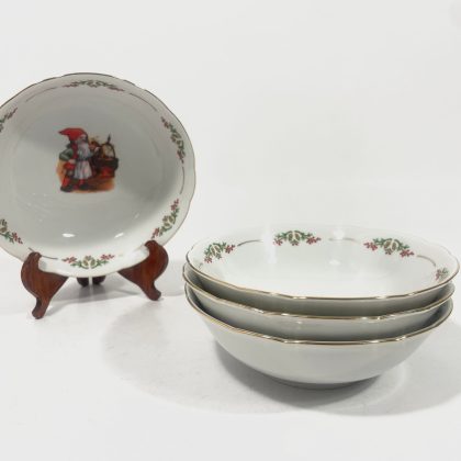 4x Fyrklovern Christineholm Lars Carlsson Old Time Christmas Breakfast Bowls 16 cm