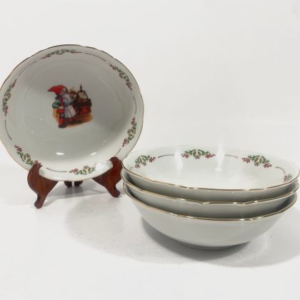 4x Fyrklovern Christineholm Lars Carlsson Old Time Christmas Breakfast Bowls 16 cm
