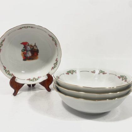 4x Fyrklovern Christineholm Lars Carlsson Old Time Christmas Breakfast Bowls 16 cm