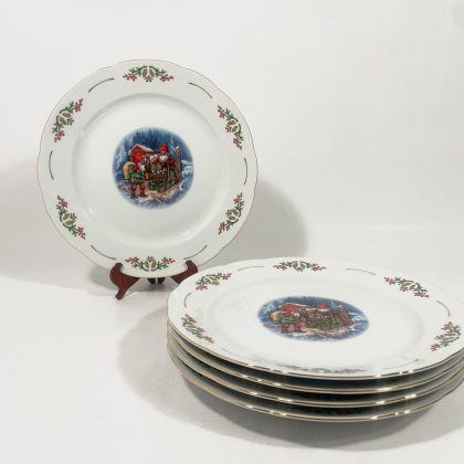 4x Fyrklovern Christineholm Lars Carlsson Old Time Christmas Charger Plates 29,5 cm