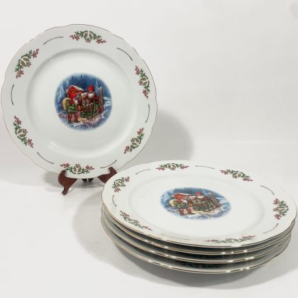 5x Fyrklovern Christineholm Lars Carlsson Old Time Christmas Charger Plates 29,5 cm