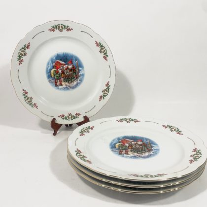 4x Fyrklovern Christineholm Lars Carlsson Old Time Christmas Charger Plates 29,5 cm