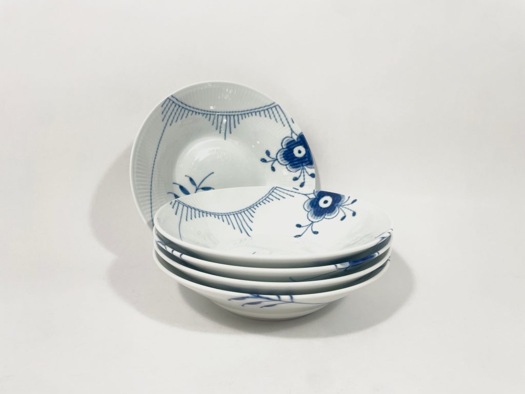 5x Royal Copenhagen Blue Fluted Mega 606 Deep Plates Soup Pasta Bowls 23,5 cm