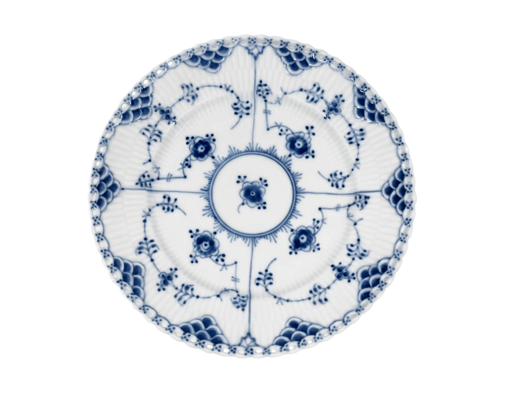 Royal Copenhagen Blue Fluted Full Lace 1087 Dessert Plates Diameter 17,5 cm