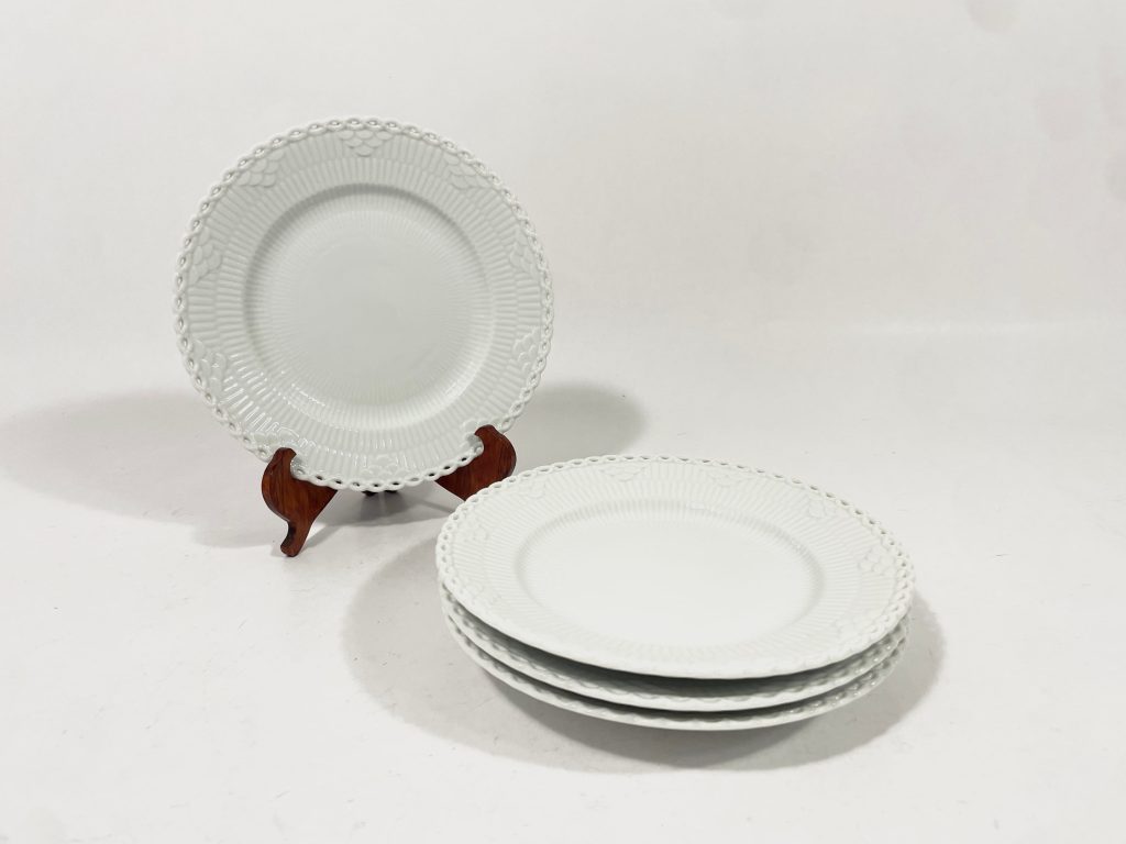 4x Royal Copenhagen Full Lace White 617 (1087) Dessert Plates 17,5 cm