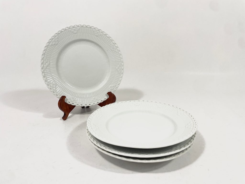 4x Royal Copenhagen Full Lace White 617 (1087) Dessert Plates 17,5 cm